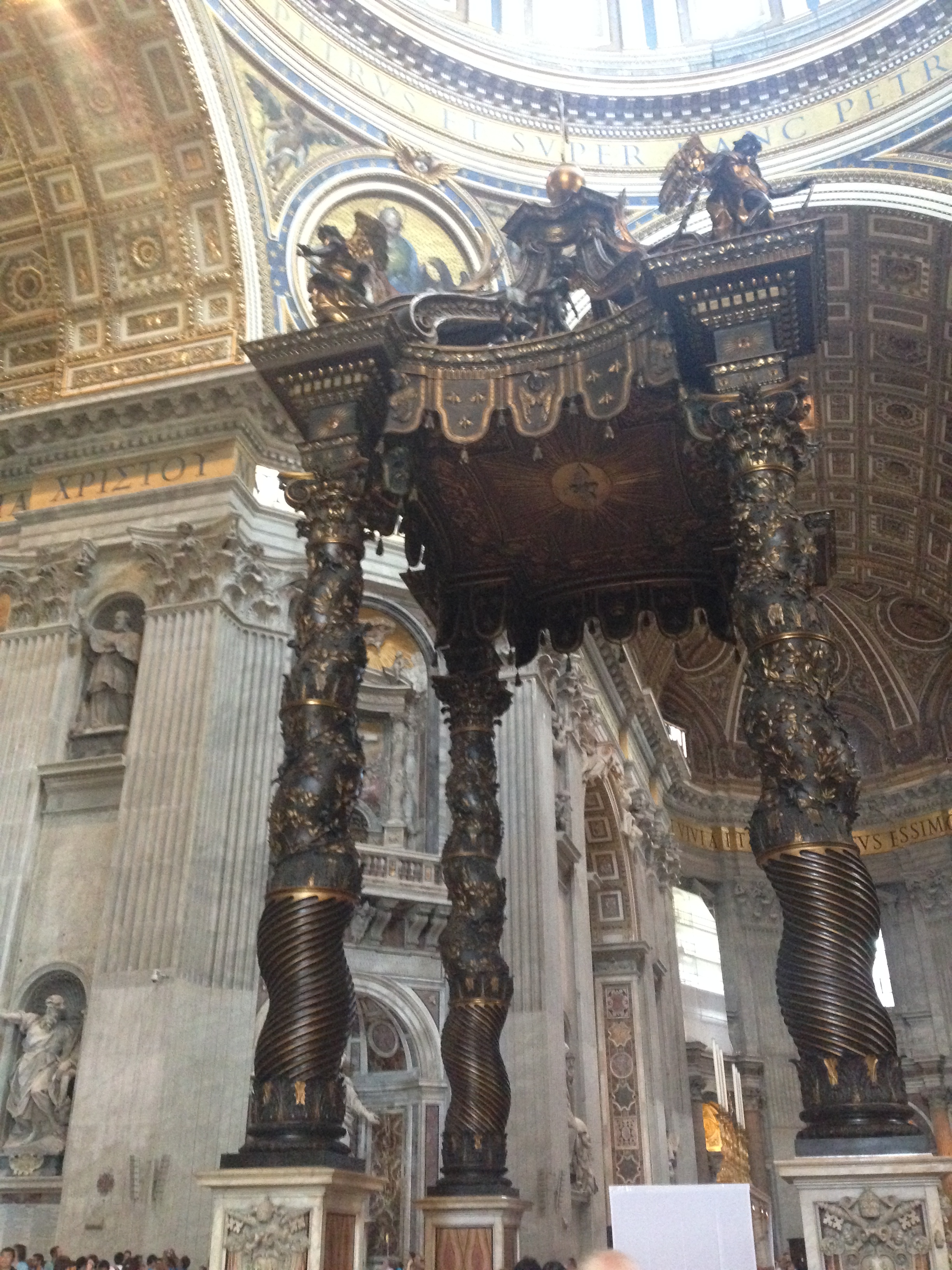 Do you recognize this structure? You can see this different vantage point of the baldacchino located within Saint Peter's Basilica in Rome.